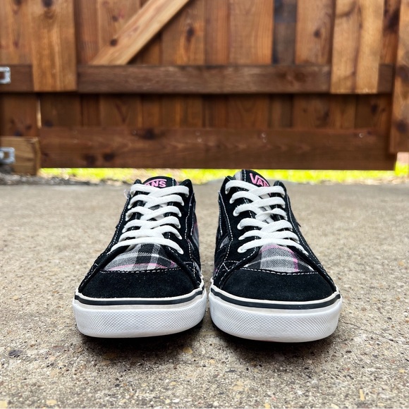 (Sold) Vans Plaid Skate Shoe Sneaker Pink Black Plaid Emo Draculara Tory Herring - Picture 3 of 12